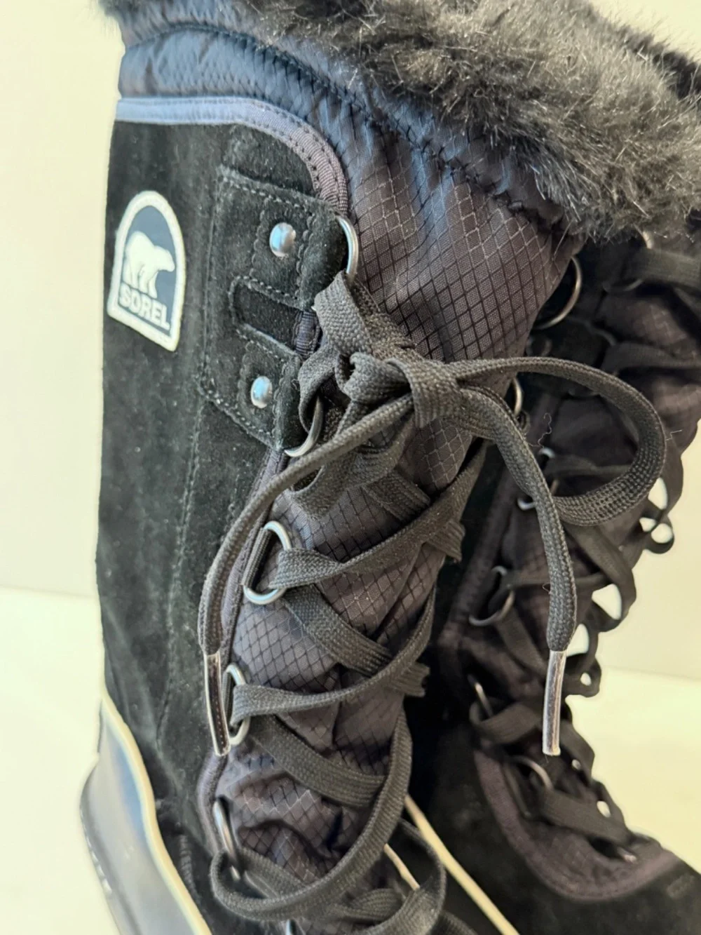 SOREL Black Suede & Faux Fur Waterproof Winter Snow Boots